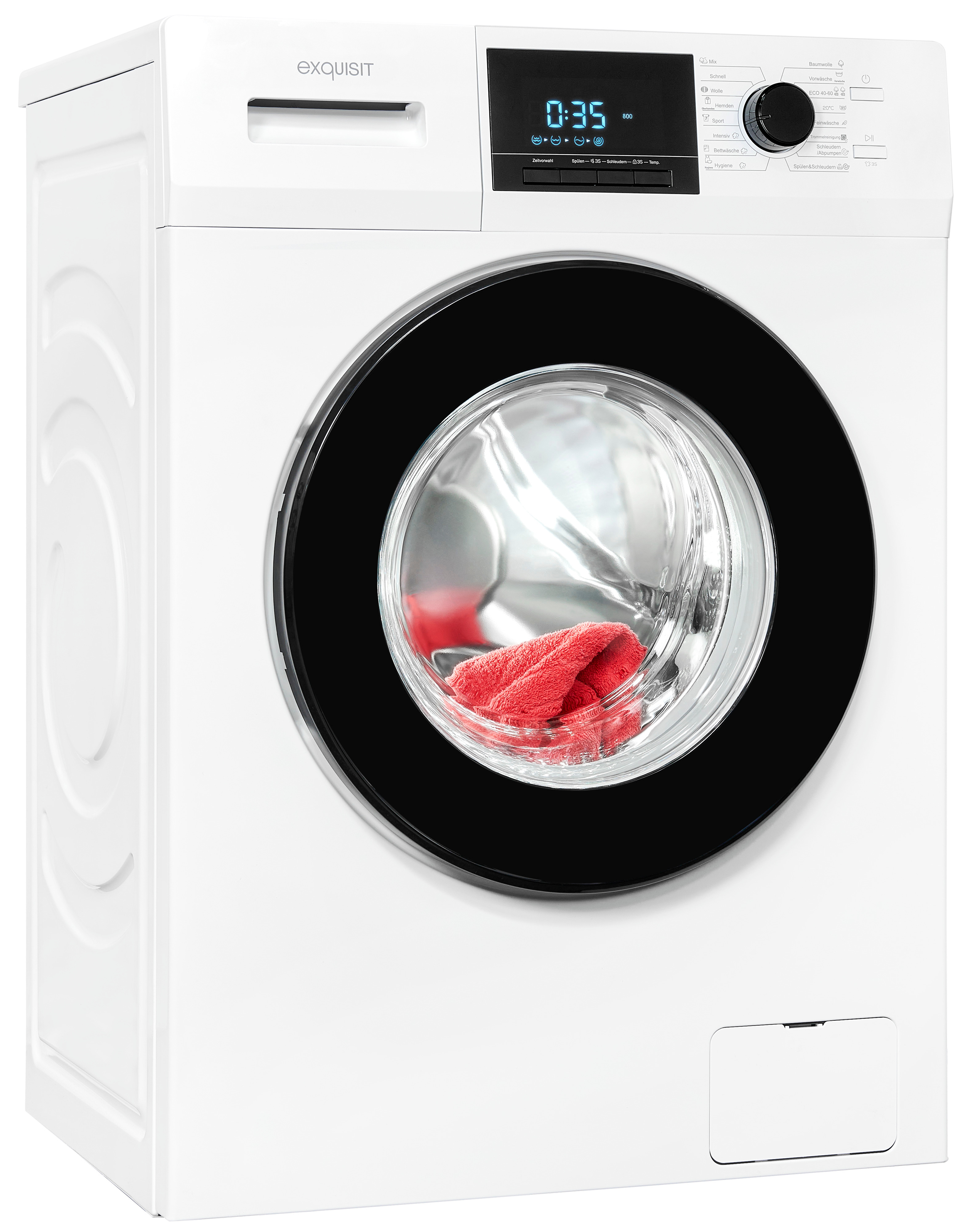 Exquisit WA9214-340A Waschmaschine – 9 kg, Energieeffizienz A, 1400 U/Min, Schwarz-Weiß