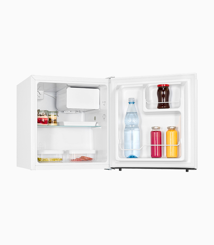 Exquisit KB45-0-011E – Kompakter Mini Kühlschrank, 45 Liter, Energieeffizienzklasse E, weiß