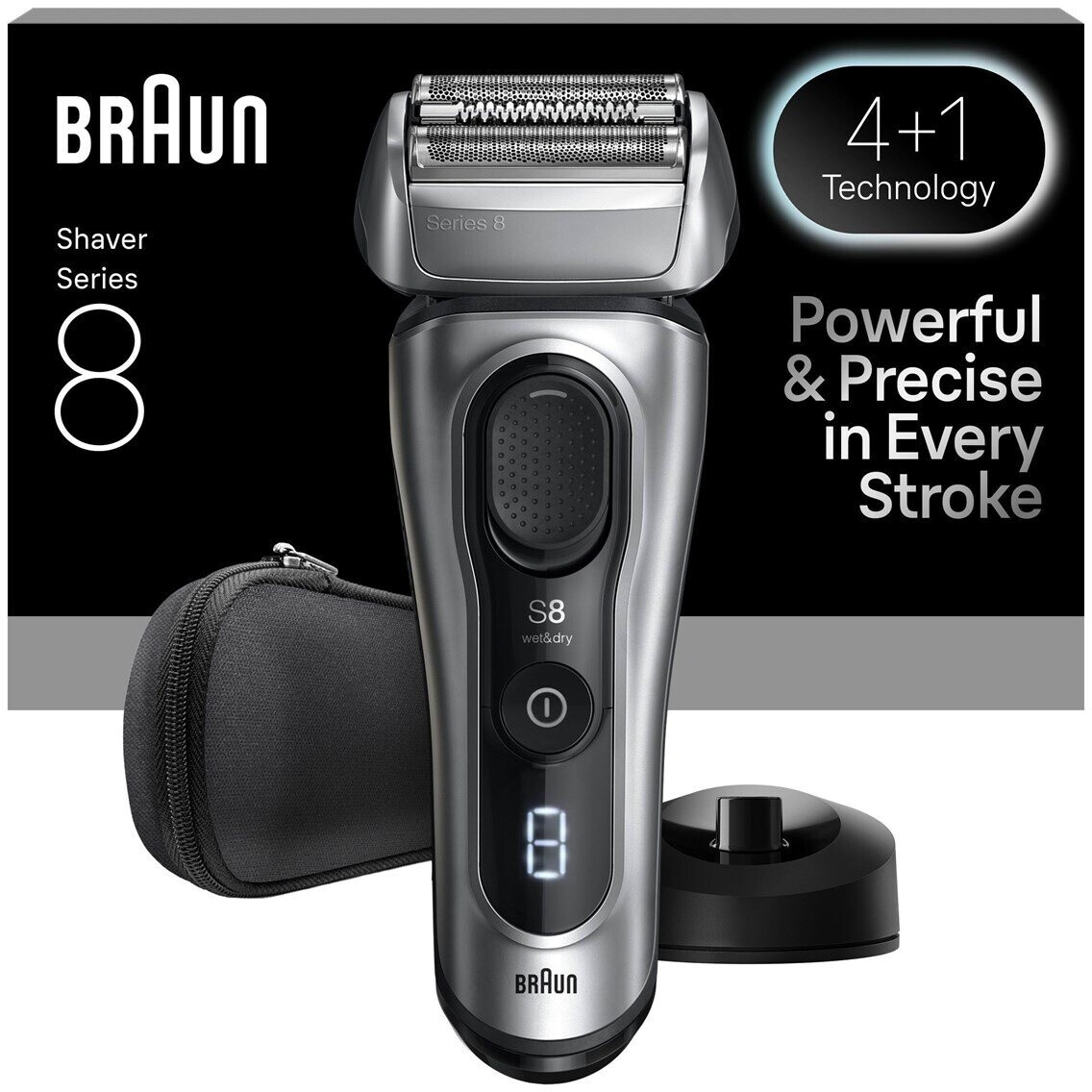 Braun 8617s Series 8 Elektrorasierer Herren, 4+1 Präzisionskopf und Trimmer, SensoAdapt für jede Bartdichte