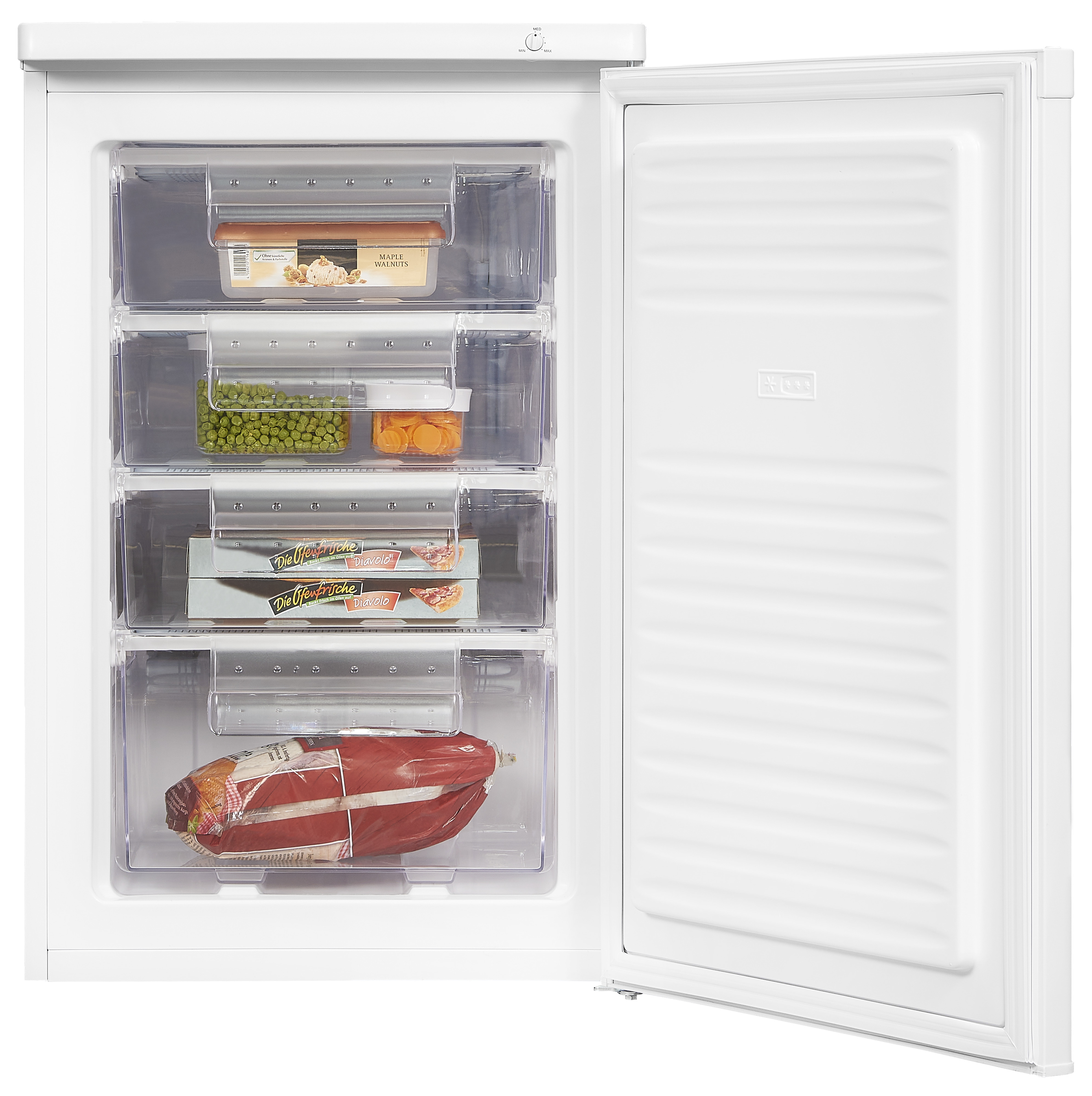 Exquisit GS12-040E Standgefrierschrank, 91L, 4 Sterne, SuperFrost, Energieeffizienz E