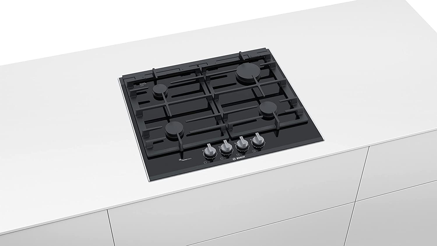 Bosch PRP6A6B70D Gaskochfeld, Facettenschliff  autark  aufliegender Einbau  Zündsicherung