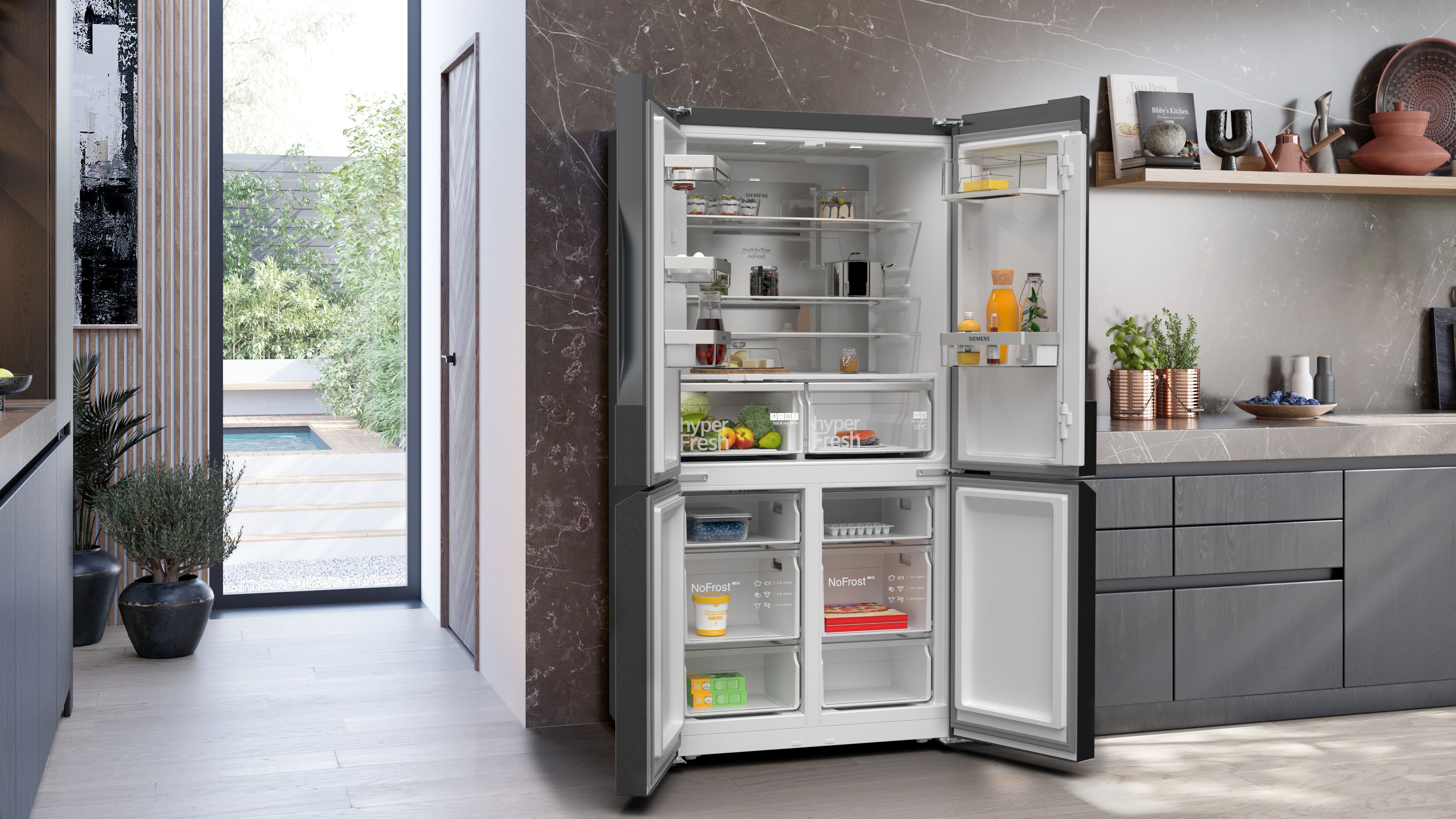 Siemens KF96NAXEA Side-by-Side-Kühlschrank Inhalt Kühlbereich 405 Liter Höhe 183 cm Siemens KF96NAXEA Side-by-Side-Kühlschrank Inhalt Kühlbereich 405 Liter Höhe 183 cm