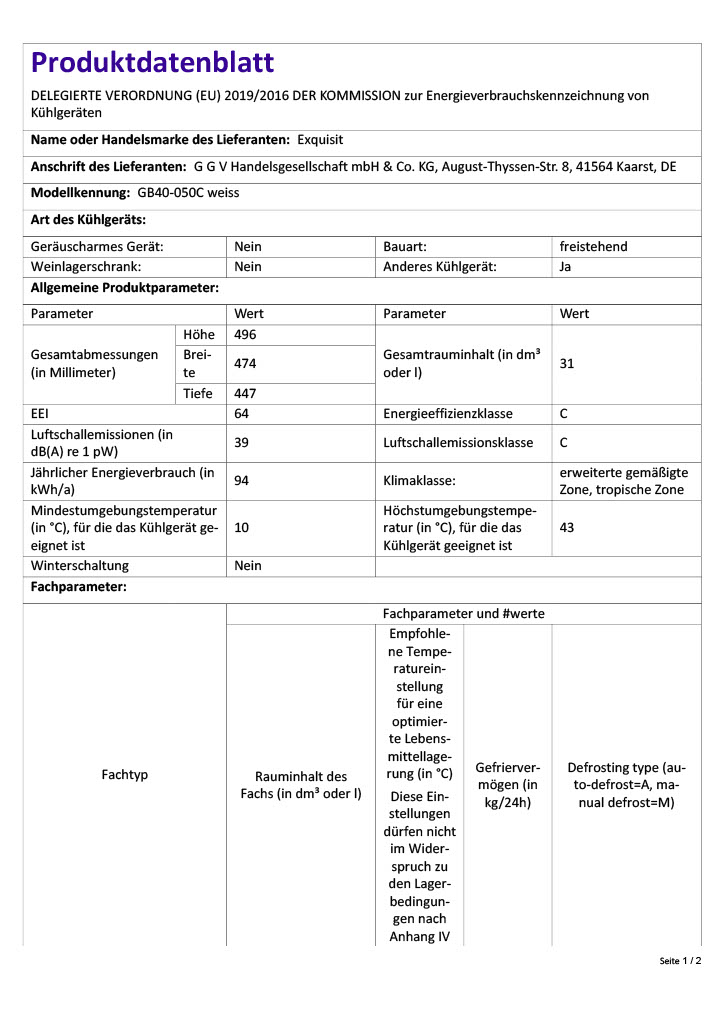Exquisit GB40-050C – Weißer Tisch-Gefrierschrank, 31L, Energieeffizienz C, 39 dB, Exquisit GB40-050C – Weißer Tisch-Gefrierschrank, 31L, Energieeffizienz C, 39 dB,