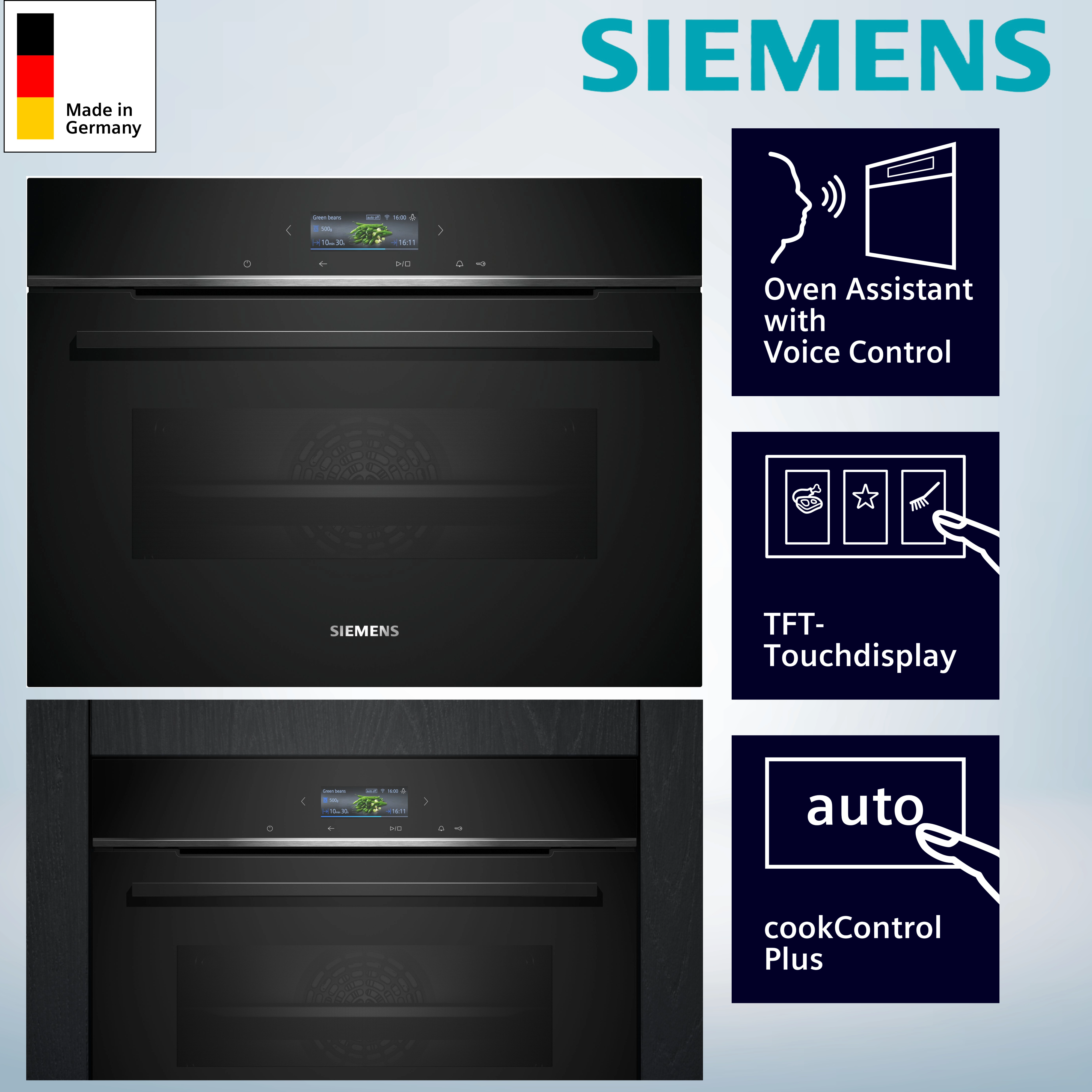 Siemens CB734G1B1 Kompaktbackofen  47 Liter  Hydrolyse  WLAN-fähig  Heißluft  Grill 