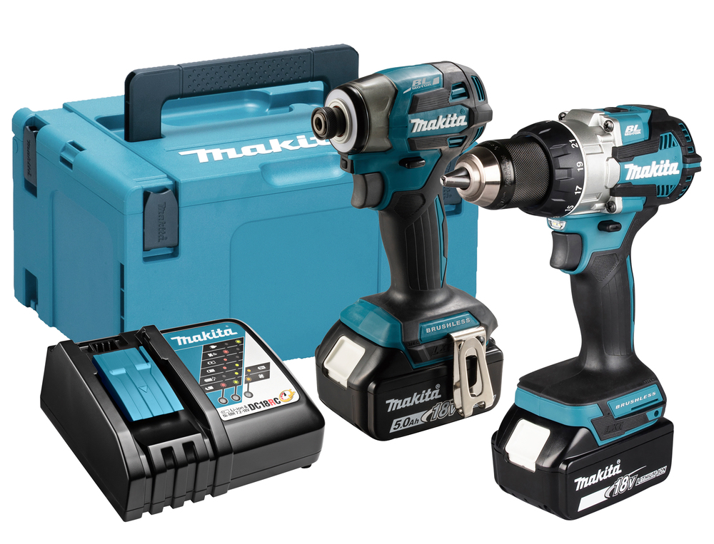 Makita DLX2527TJ 18V LXT Akku-Kombo-Kit | DDF489 Bohrschrauber + DTD173 Schlagschrauber | 2x 5,0 Ah Akku | Schnellladegerät | MAKPAC Koffer