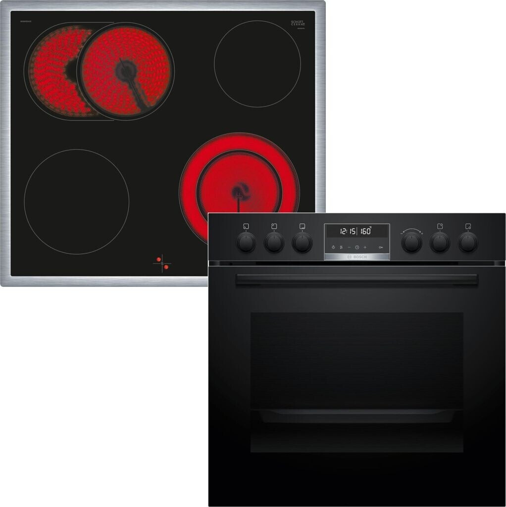 Bosch HND671LS62 (HEG578BB3 + NKN645GA2E) Einbauherd-Set, HEG578BB3 Herd, 60 x 60 cm, & NKN645GA2E Elektro-Kochfeld